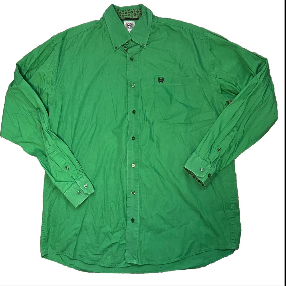 Cinch Green Button Down Western Shirt Medium
